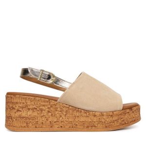 Sandały Tamaris. Brązowe sandały Tamaris, bez wzorów, bez obcasa, na koturnie, bez zapięcia. Za 359,99 zł.