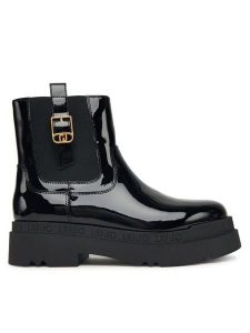 Liu Jo Botki Love 63 SF5067 EX004 Czarny. Czarne botki Liu Jo, bez wzorów, ze skóry, bez obcasa, na płaskiej podeszwie, bez zapięcia. Za 529,99 zł.