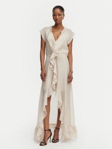 Guess Sukienka koktajlowa W6GK87 W2111 Beżowy jasny Regular Fit. Brązowe sukienki Guess, s, z aplikacjami, z syntetyku, wizytowe, bez kołnierzyka, bez ramiączek. Za 675,99 zł.