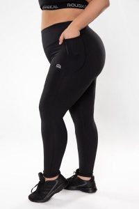 Legginsy fitness damskie Rough Radical Optimal Plus size. Czarne legginsy ROUGH RADICAL, bez wzorów, z elastanu, z podwyższonym stanem. Za 143,92 zł.
