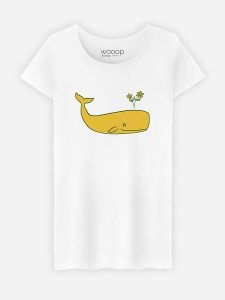 WOOOP Koszulka "Peace Whale" w kolorze białym rozmiar: L. Białe bluzki Wooop, l, bez wzorów, bez kołnierzyka, bez ramiączek. Za 56,99 zł.