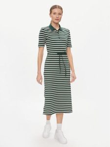 Tommy Hilfiger Sukienka codzienna Reg Breton Midi Polo Dress Ss WW0WW42030 Zielony Regular Fit. Zielone kombinezony TOMMY HILFIGER, na co dzień, m, bez wzorów, z bawełny, bez kołnierzyka, bez ramiączek, midi, proste. Za 399,99 zł.