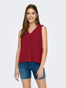JDY Top w kolorze bordowym rozmiar: XL. Czerwone topy JDY, xl, bez wzorów, bez kołnierzyka, bez ramiączek. Za 53,17 zł.