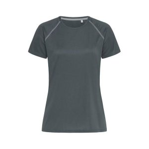 Koszulka Damska Active 140 Team Raglan. Szare bluzki STEDMAN, s, bez wzorów, sportowe, bez kołnierzyka, bez ramiączek. Za 52,99 zł.