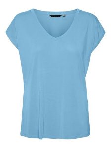 Vero Moda Koszulka w kolorze błękitnym rozmiar: S. Niebieskie bluzki Vero Moda, s, bez wzorów, bez kołnierzyka, bez ramiączek. Za 61,46 zł.