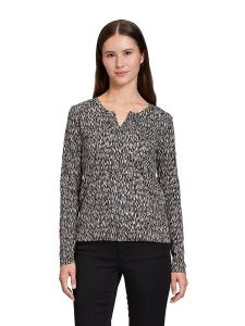 BETTY & CO Koszulka w kolorze czarno-kremowo-beżowym rozmiar: M. Czarne bluzki Betty & Co, m, bez wzorów, z bawełny, bez kołnierzyka, bez ramiączek. Za 83,03 zł.