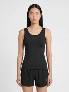 Hummel Top hmlHIIT INTENSITY W – Dopasowany krój, szerokie ramiączka –. Czarne topy Hummel, xl, bez wzorów, z elastanu, bez kołnierzyka, bez ramiączek. Za 172,54 zł.