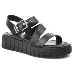 Sandały damskie Tamaris, cholewka ze skóry ekologicznej zapinane na rzep masywna podeszwa, czarne, 1-28233-46 001. Czarne sandały Tamaris, bez wzorów, ze skóry ekologicznej, bez obcasa, bez zapięcia. Za 229,00 zł.