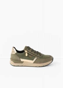 Komfortowe sneakersy marki Rieker z wyściełaną wkładką. Zielone buty sportowe bonprix, bez wzorów, bez zapięcia. Za 289,99 zł.