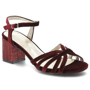 Sandały damskie S.Barski, cholewka z materiały elegancki fason na obcasie, czerwone, SR61-0102. Czerwone sandały S.BARSKI, bez wzorów, bez obcasa, na obcasie, bez zapięcia. Za 189,00 zł.