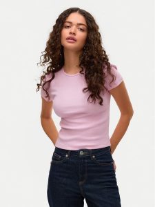 Vero Moda T-Shirt Chloe 10306894 Różowy Slim Fit. Czerwone t-shirty Vero Moda, xl, bez wzorów, z bawełny, bez kołnierzyka, bez ramiączek. Za 69,99 zł.