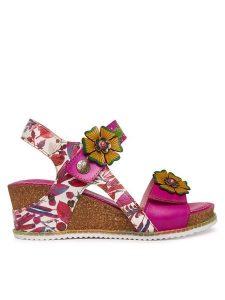 Laura Vita Sandały Bonito 38 Różowy. Czerwone sandały LAURA VITA, bez wzorów, ze skóry, bez obcasa, na koturnie, bez zapięcia. Za 459,99 zł.