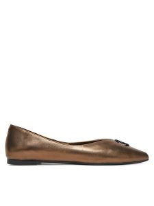 Eva Minge Baleriny LEILA-SLT14086-1 Złoty. Żółte balerinki Eva Minge, bez wzorów, ze skóry, bez obcasa, bez zapięcia. Za 399,99 zł.