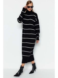 Trendyol Sukienka w kolorze czarno-białym rozmiar: XS. Białe sukienki Trendyol, xs, bez wzorów, bez kołnierzyka, bez ramiączek, maxi. Za 93,45 zł.