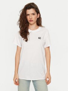 KARL LAGERFELD T-Shirt A1W17025 Biały Relaxed Fit. Białe t-shirty KARL LAGERFELD, s, bez wzorów, z bawełny, bez kołnierzyka, bez ramiączek. Za 239,99 zł.