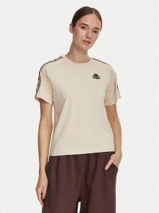 Kappa T-Shirt 371U6WW Beżowy Regular Fit. Brązowe t-shirty Kappa, m, bez wzorów, z bawełny, bez kołnierzyka, bez ramiączek. Za 79,99 zł.