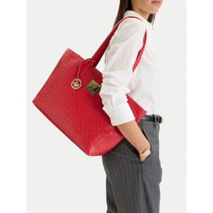Torebka Beverly Hills Polo Club. Czerwone shopper bag Beverly Hills Polo Club, bez wzorów, bez dodatków. Za 229,99 zł.
