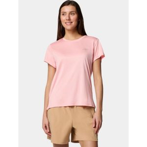 Koszulka techniczna damska Columbia BlueVista Hill Short Sleeve Crew. Szare bluzki Columbia, l, bez wzorów, sportowe, bez kołnierzyka, bez ramiączek. Za 103,99 zł.