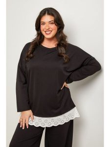 Curvy Lady Sweter w kolorze czarnym rozmiar: 48/50. Czarne swetry oversize Curvy Lady, bez wzorów, z koronki, bez ramiączek. Za 105,38 zł.