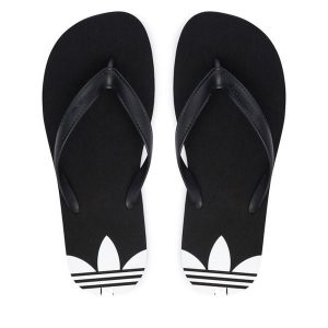 Japonki adidas. Czarne klapki ADIDAS, bez wzorów, bez obcasa. Za 89,99 zł.