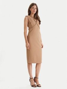Marciano Guess Sukienka koktajlowa 6RGK18 9373Z Beżowy Regular Fit. Brązowe sukienki Marciano Guess, z aplikacjami, z syntetyku, wizytowe, bez kołnierzyka, bez ramiączek. Za 693,99 zł.