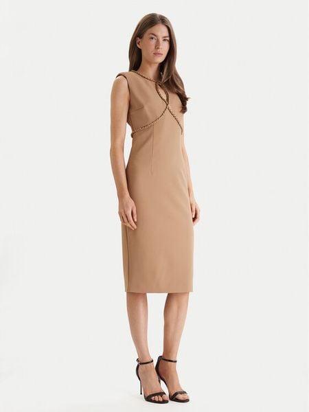 Marciano Guess Sukienka koktajlowa 6RGK18 9373Z Beżowy Regular Fit. Brązowe sukienki Marciano Guess, z aplikacjami, z syntetyku, wizytowe, bez kołnierzyka, bez ramiączek. Za 693,99 zł.