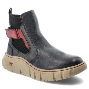 Niebieskie Botki Mustang Ocieplane Obuwie Damskie. Niebieskie botki Mustang, na zimę, bez wzorów, z materiału, bez obcasa, na obcasie, bez zapięcia. Za 289,00 zł.
