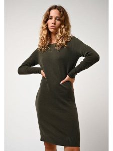 AUTHENTIC CASHMERE Kaszmirowa sukienka "Armet" w kolorze khaki rozmiar: S. Brązowe sukienki AUTHENTIC CASHMERE, s, bez wzorów, z kaszmiru, bez kołnierzyka, bez ramiączek, mini. Za 294,28 zł.