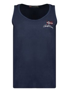 Geographical Norway Top "Jupette" w kolorze granatowym rozmiar: L. Niebieskie topy Geographical Norway, l, bez wzorów, z bawełny, bez kołnierzyka, bez ramiączek. Za 57,06 zł.