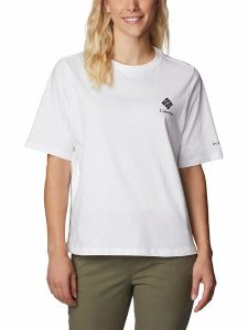 Columbia Koszulka "North Cascades™" w kolorze białym rozmiar: S. Białe bluzki Columbia, s, bez wzorów, z bawełny, bez kołnierzyka, bez ramiączek. Za 65,85 zł.