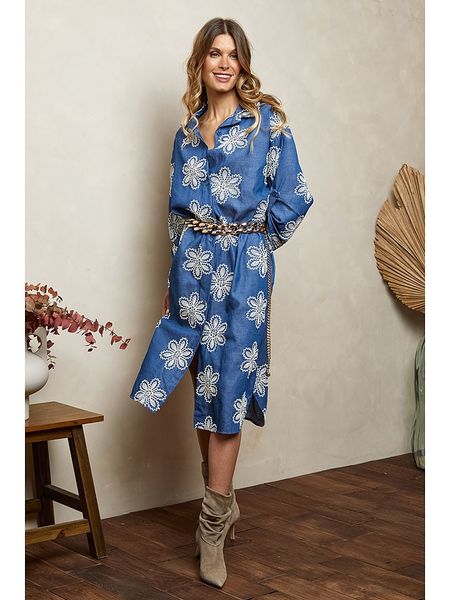 Joséfine Sukienka "Libi" w kolorze niebieskim rozmiar: M. Niebieskie sukienki Joséfine, m, bez wzorów, ze skóry, bez kołnierzyka, bez ramiączek, midi. Za 152,62 zł.