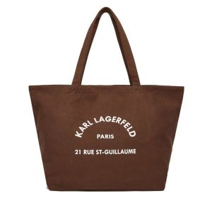 Torebka KARL LAGERFELD. Brązowe shopper bag KARL LAGERFELD, bez wzorów, bez dodatków. Za 339,99 zł.