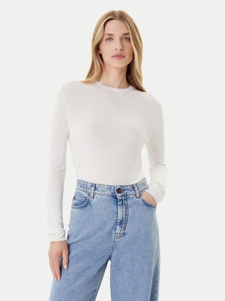 Calvin Klein Sweter LV044C339G Écru Regular Fit. Białe swetry klasyczne Calvin Klein, l, z wiskozy, bez kołnierzyka. Za 279,99 zł.