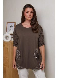 Curvy Lady Tunika w kolorze brązowym rozmiar: 44/46. Brązowe tuniki Curvy Lady, bez wzorów, z bawełny, klasyczne, bez kołnierzyka, bez ramiączek. Za 83,62 zł.