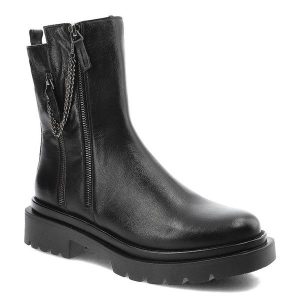 Czarne Botki Nessi Wygodne Skórzane Buty Damskie. Czarne botki Nessi, bez wzorów, ze skóry, bez obcasa, na płaskiej podeszwie, bez zapięcia. Za 375,00 zł.