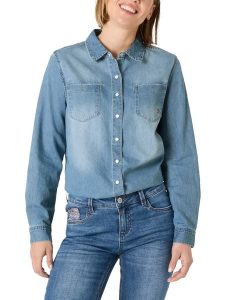 Timezone Koszula dżinsowa w kolorze błękitnym rozmiar: S. Niebieskie koszule Timezone, s, bez wzorów, bez kołnierzyka, bez ramiączek. Za 109,52 zł.