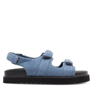 Sandały Jenny Fairy. Niebieskie sandały Jenny Fairy, bez wzorów, bez obcasa, na płaskiej podeszwie, bez zapięcia. Za 129,99 zł.