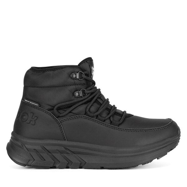 Śniegowce Reebok. Czarne botki Reebok, bez obcasa, bez zapięcia. Za 299,99 zł.