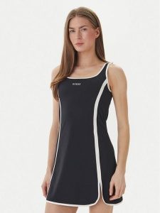 Guess Sukienka codzienna V6GK06 K2997 Czarny Classic Fit. Czarne kombinezony Guess, na co dzień, xs, z aplikacjami, z syntetyku, bez kołnierzyka, bez ramiączek, proste. Za 434,99 zł.