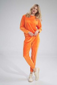 Dresowe Spodnie Welurowe na Gumie - Pomarańczowe. Brązowe spodnie dresowe Figl, s, bez wzorów, z dresówki. Za 189,00 zł.