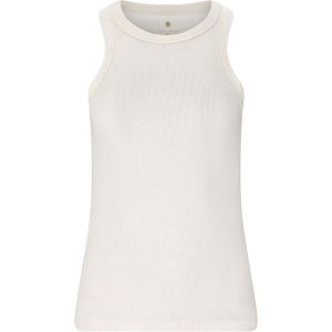 Damski tank top Athlecia Lenga. Białe topy Athlecia, bez wzorów, sportowe, bez kołnierzyka, bez ramiączek. Za 176,50 zł.