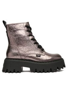 Buffalo Trzewiki Aspen Lace Up Mid 1622596 Srebrny. Szare botki Buffalo, bez wzorów, ze skóry, bez obcasa, na płaskiej podeszwie, bez zapięcia. Za 379,99 zł.