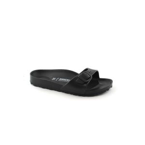 Klapki damskie Birkenstock Madrid Eva. Czarne klapki Birkenstock, bez wzorów, z materiału, bez obcasa. Za 199,00 zł.