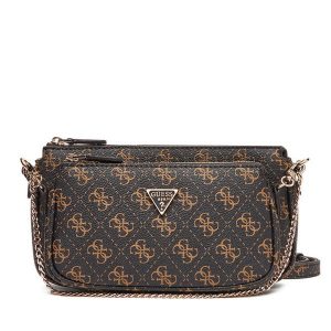 Torebka Guess. Brązowe listonoszki Guess, z aplikacjami, bez dodatków. Za 419,99 zł.
