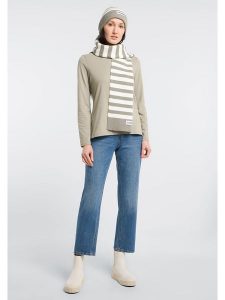 ELBSAND Koszulka "Sanne" w kolorze beżowym rozmiar: M. Brązowe bluzki ELBSAND, m, bez wzorów, z bawełny, bez kołnierzyka, bez ramiączek. Za 86,99 zł.