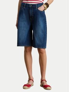 LAUREN RALPH LAUREN Szorty jeansowe 200P13594001 Niebieski Wide Leg. Niebieskie szorty Lauren Ralph Lauren, bez wzorów, z bawełny. Za 729,99 zł.