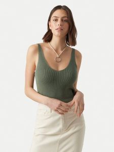 Vero Moda Top New Lex Sun 10281877 Zielony ciemny Regular Fit. Zielone topy Vero Moda, l, bez wzorów, z wiskozy, bez kołnierzyka, bez ramiączek. Za 99,99 zł.