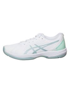 Asics Buty "Solution Swift FF Clay" w kolorze biało-błękitnym do tenisa rozmiar: 37. Białe buty sportowe ASICS, bez wzorów, bez zapięcia, tenisowe. Za 193,24 zł.