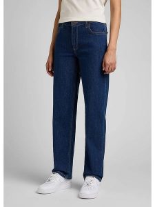 Lee Dżinsy - Comfort fit - w kolorze granatowym rozmiar: W28/L31. Niebieskie jeansy Lee, z aplikacjami, z podwyższonym stanem. Za 78,28 zł.