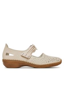 Rieker Półbuty 41399-60 Beżowy. Brązowe półbuty Rieker, bez wzorów, ze skóry, bez obcasa, na płaskiej podeszwie, bez zapięcia. Za 239,99 zł.